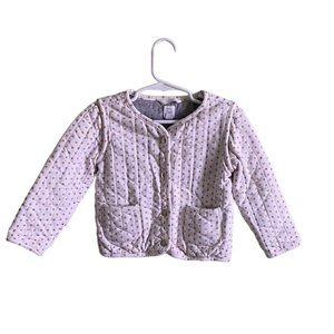 Gap Ivory & Gold Polka Dot Girls Quilted Coat Jacket Kids Spring | Size 3T